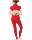 T1001 - Cropped Backless Top and Legging Pants Set