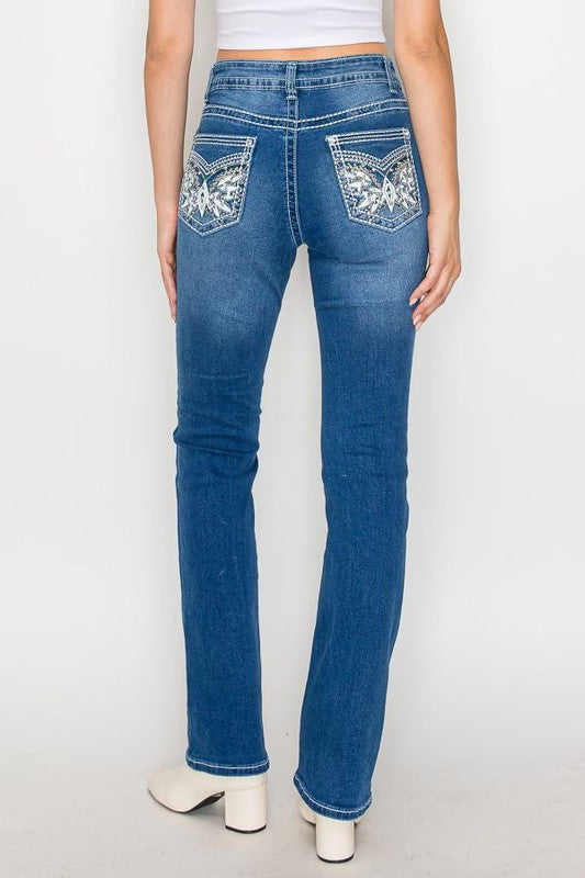 Boot-cut Jean Pant with stone