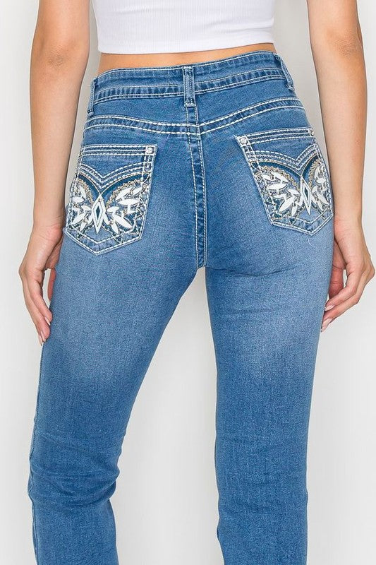 Boot-cut Jean Pant with stone