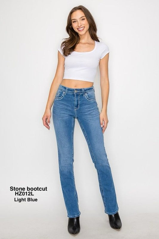 Boot-cut Jean Pant with stone