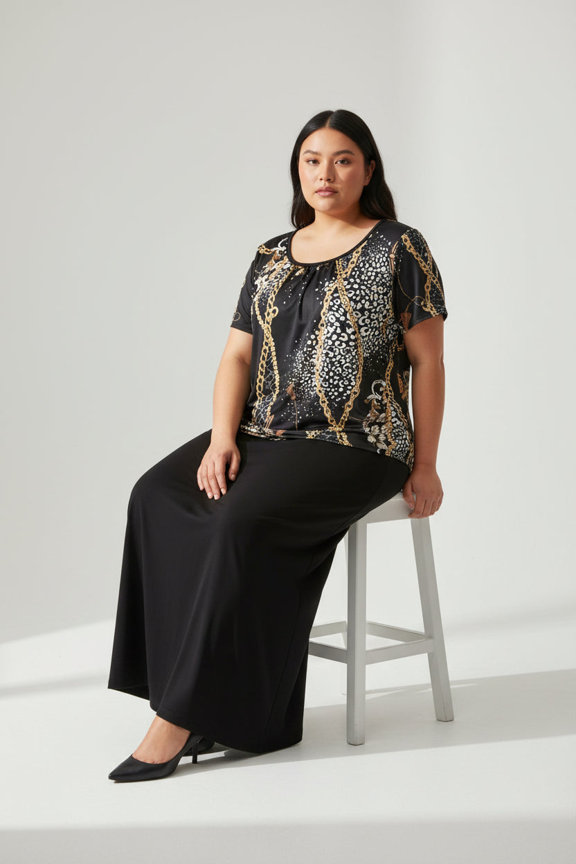 Short sleeve printed summer Blouse