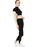 Cropped Backless Top and Legging Pants Set - T1001