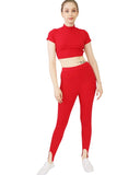 Cropped Backless Top and Legging Pants Set - T1001