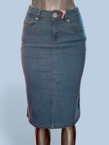 MF104SSK - Denim Midi Skirt