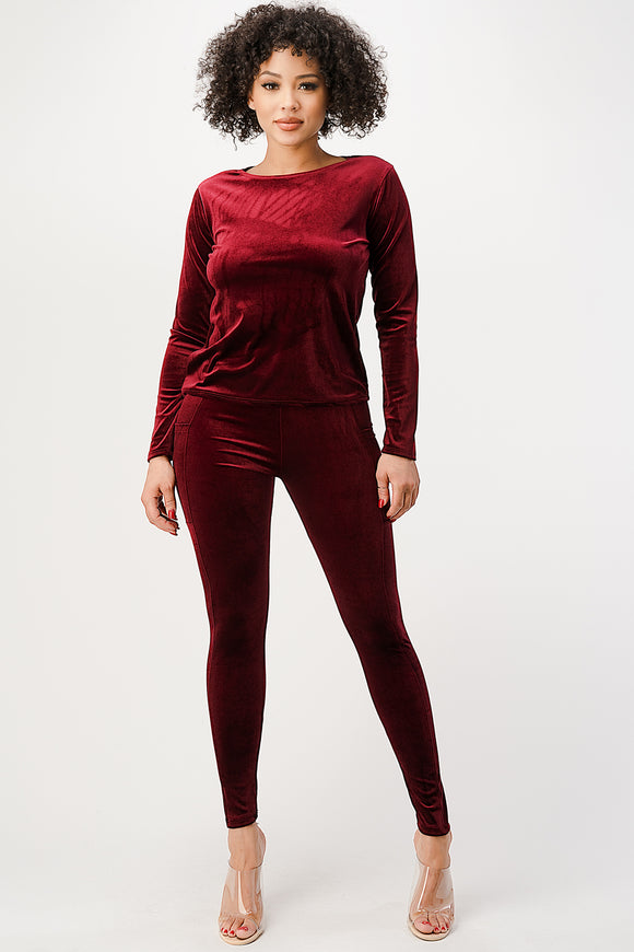 Velvet Full Sleeve with Leggings - DSP