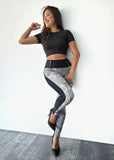 Front Printed Leggings with Embellished Zipper