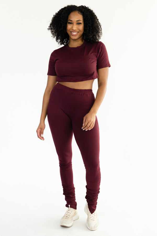 Ruched Leggings with Crop Top