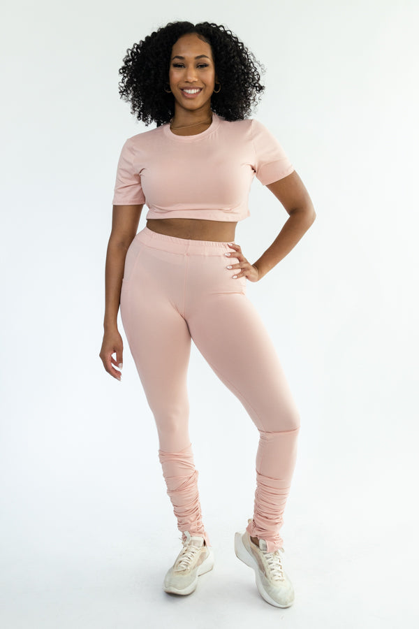 Ruched Leggings with Crop Top