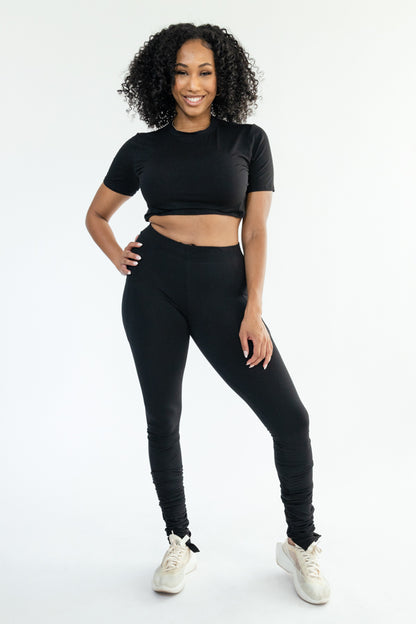 Ruched Leggings with Crop Top