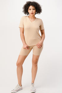 V-Neck Biker Shorts Set - DSP